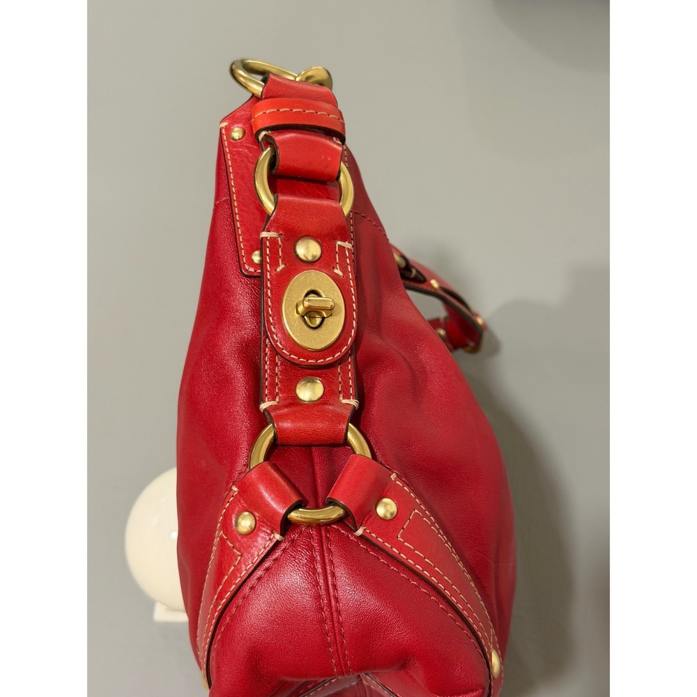 Coach 10615 Ergo Hobo Bag Womens Red Leather Brass Hardware Good Condition - Picture 7 of 16
